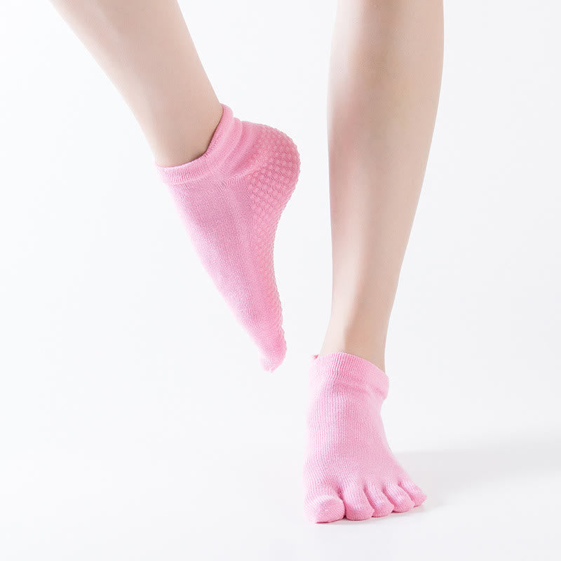 Olivenorma Solid Color Non-Slip Pilates Socks Grip Yoga Barre Workout Breathable Cotton Comfort & Stable Fit Yoga Socks - Pink (Solid Color) - 10 Pairs - image 22