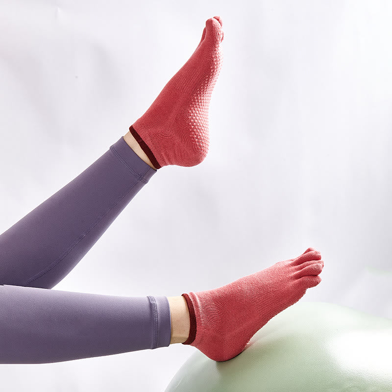 Olivenorma Solid Color Non-Slip Pilates Socks Grip Yoga Barre Workout Breathable Cotton Comfort & Stable Fit Yoga Socks - image 6