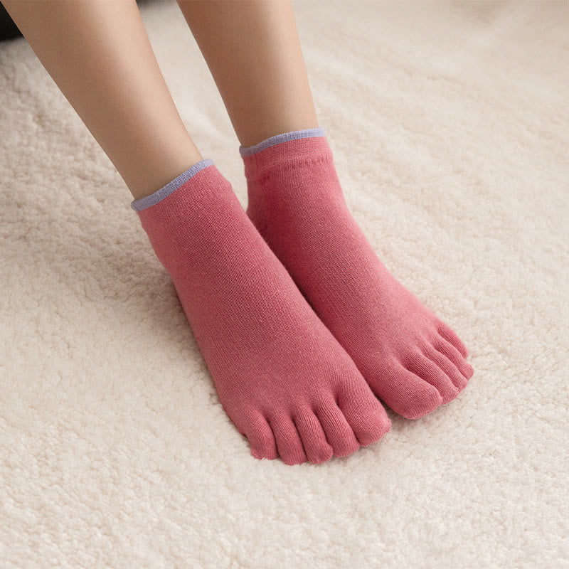 Olivenorma Solid Color Non-Slip Pilates Socks Grip Yoga Barre Workout Breathable Cotton Comfort & Stable Fit Yoga Socks - Salmon (Two-tone) - 10 Pairs - image 5