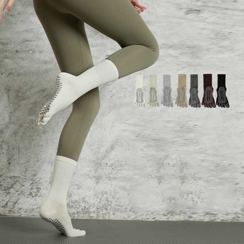 Olivenorma Yoga Pilates Non Slip Five-Toe Solid Color Socks - image 0