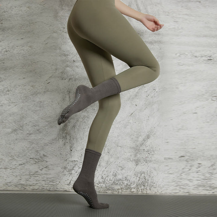 Olivenorma Yoga Pilates Non Slip Five-Toe Solid Color Socks - 1-Pair (DarkGray) - image 4
