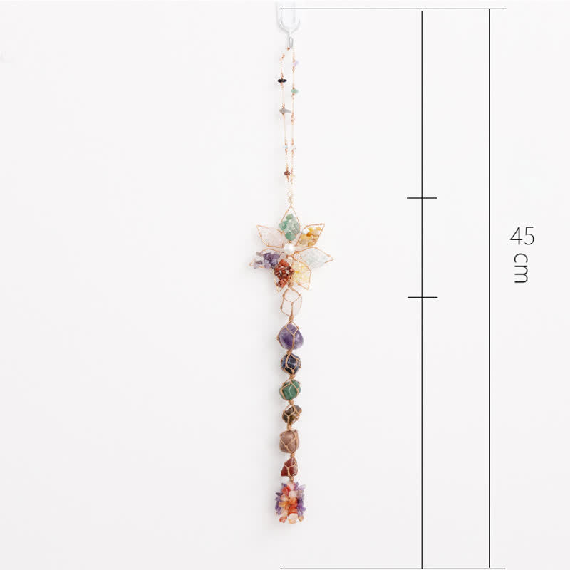 Olivenorma Chakra Colorful Stone Flower Pendant Wind Chime - image 8