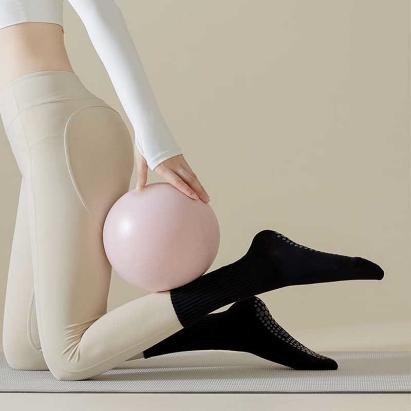 Olivenorma Striped Textured Crew Non-Slip Grip Pilates Barre Comfort Workout Socks with Breathable Cotton Design Yoga Socks - image 11