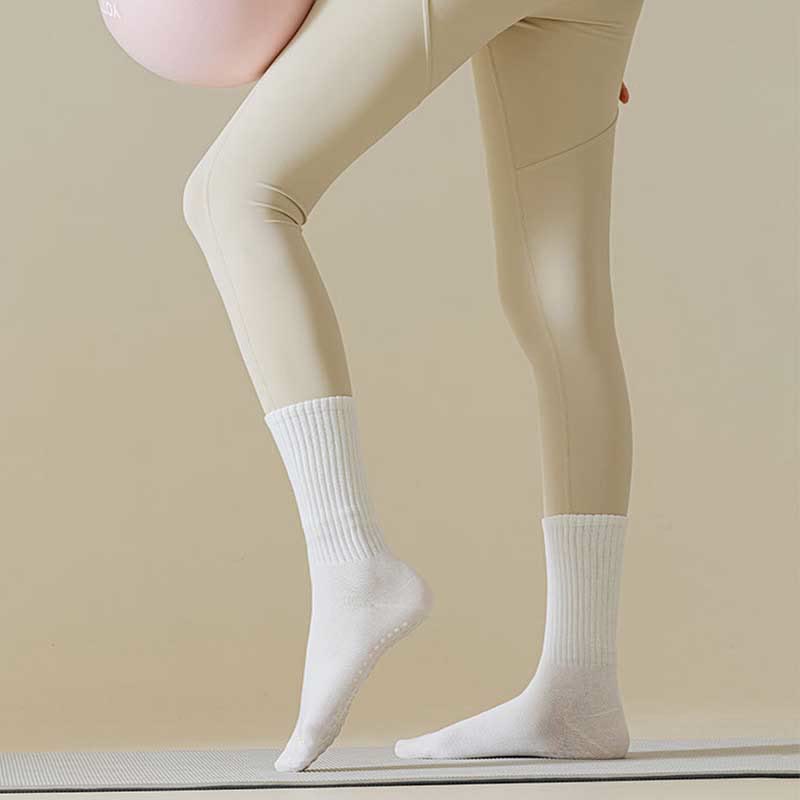 Olivenorma Striped Textured Crew Non-Slip Grip Pilates Barre Comfort Workout Socks with Breathable Cotton Design Yoga Socks - image 14