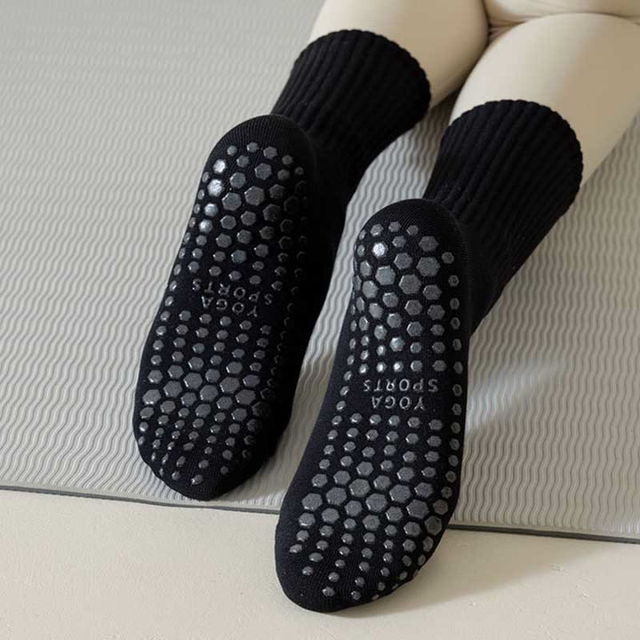 Olivenorma Striped Textured Crew Non-Slip Grip Pilates Barre Comfort Workout Socks with Breathable Cotton Design Yoga Socks - image 10