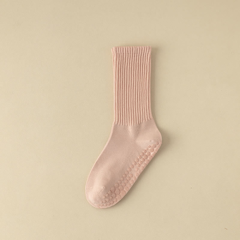 Olivenorma Striped Textured Crew Non-Slip Grip Pilates Barre Comfort Workout Socks with Breathable Cotton Design Yoga Socks - Pink - 10 Pairs - image 1