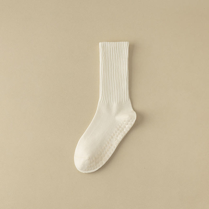 Olivenorma Striped Textured Crew Non-Slip Grip Pilates Barre Comfort Workout Socks with Breathable Cotton Design Yoga Socks - White - 10 Pairs - image 12