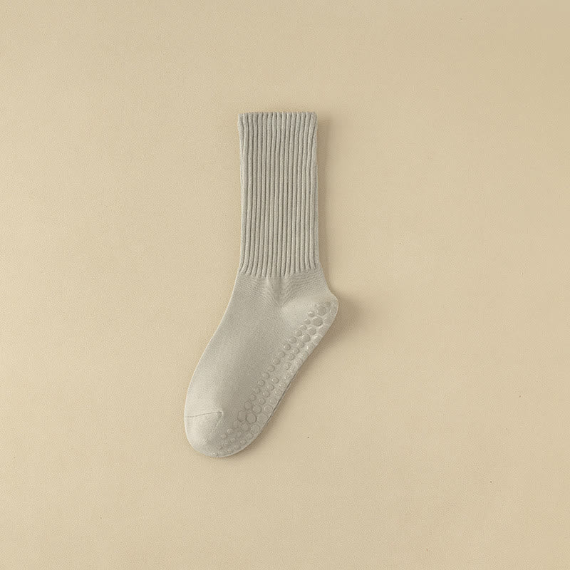 Olivenorma Striped Textured Crew Non-Slip Grip Pilates Barre Comfort Workout Socks with Breathable Cotton Design Yoga Socks - Gray - 10 Pairs - image 17