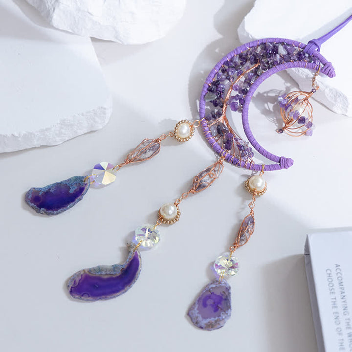 Olivenorma Amethyst Purple Agate Moon Pendant Wind Chime - image 8
