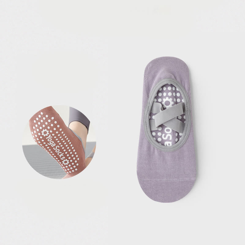Olivenorma Strap Yoga Pilates Barre Socks Non-Slip Grip Fitness Socks - Purple - 10 Pairs - image 11