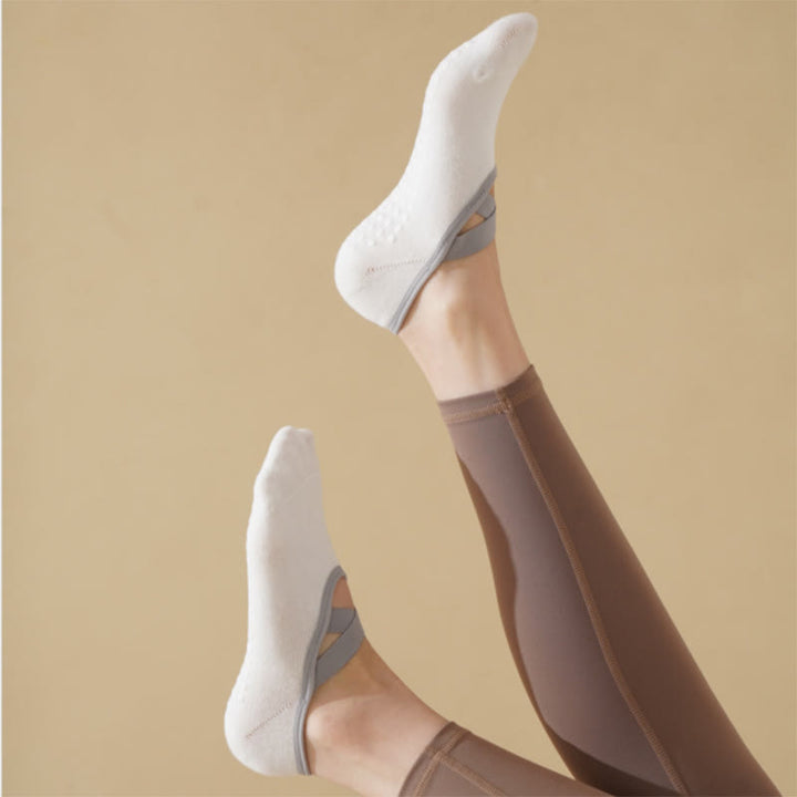 Olivenorma Strap Yoga Pilates Barre Socks Non-Slip Grip Fitness Socks - White - 10 Pairs - image 13