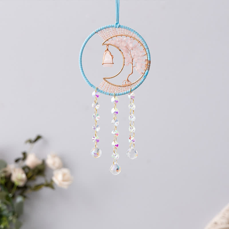 Olivenorma Rose Quartz Moon Pendant Sun Catcher Wind Chime - image 6