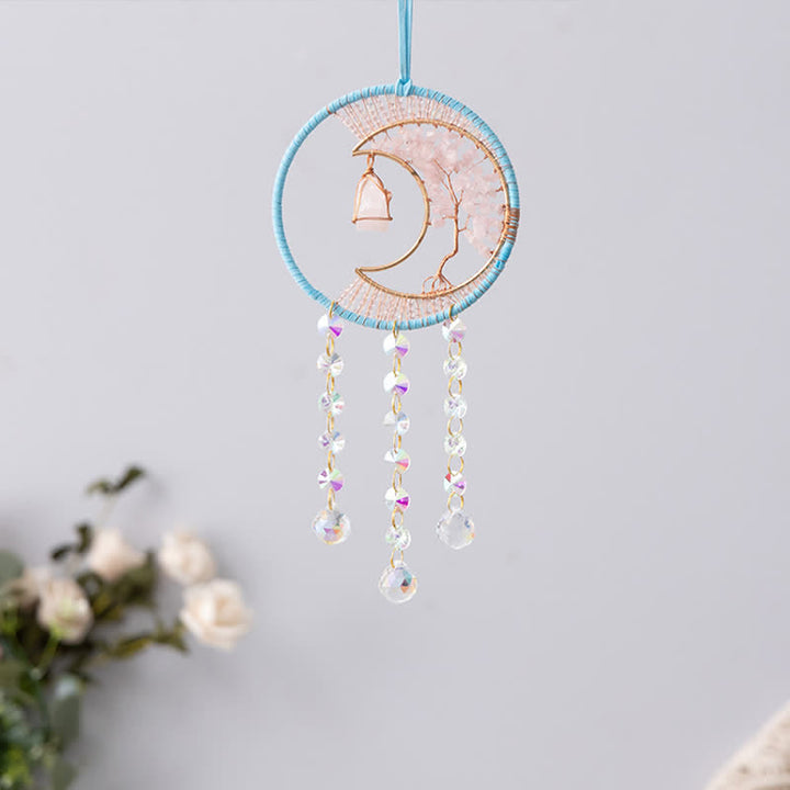 Olivenorma Rose Quartz Moon Pendant Sun Catcher Wind Chime - image 6