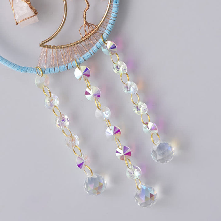 Olivenorma Rose Quartz Moon Pendant Sun Catcher Wind Chime - image 5