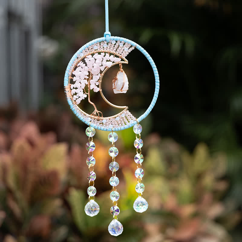 Olivenorma Rose Quartz Moon Pendant Sun Catcher Wind Chime - image 10
