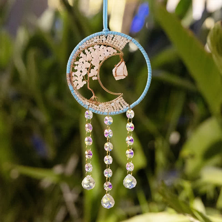 Olivenorma Rose Quartz Moon Pendant Sun Catcher Wind Chime - image 9