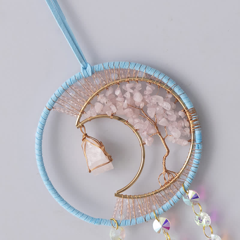 Olivenorma Rose Quartz Moon Pendant Sun Catcher Wind Chime - image 4