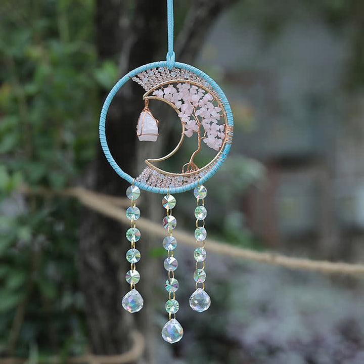 Olivenorma Rose Quartz Moon Pendant Sun Catcher Wind Chime - image 8