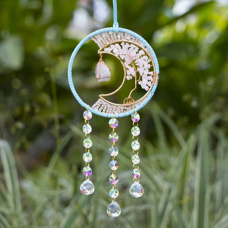 Olivenorma Rose Quartz Moon Pendant Sun Catcher Wind Chime - image 7