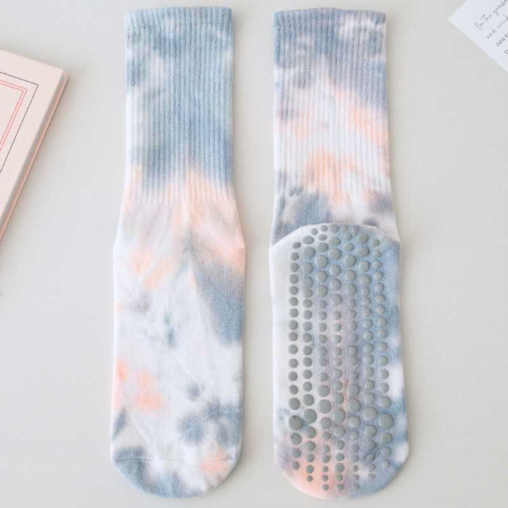 Olivenorma Medium-Tube Tie-Dye Anti-Slip Grip Pilates Barre Workout Socks with Breathable Stretch Comfort Yoga Socks - Gainsboro - 10 Pairs - image 18