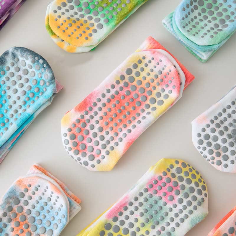 Olivenorma Medium-Tube Tie-Dye Anti-Slip Grip Pilates Barre Workout Socks with Breathable Stretch Comfort Yoga Socks - image 24