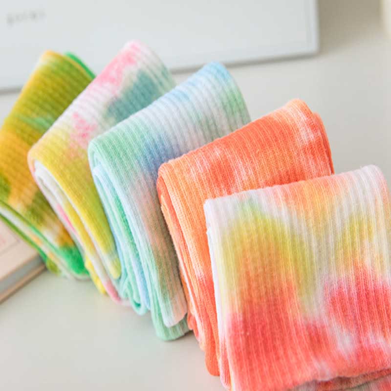 Olivenorma Medium-Tube Tie-Dye Anti-Slip Grip Pilates Barre Workout Socks with Breathable Stretch Comfort Yoga Socks - image 22