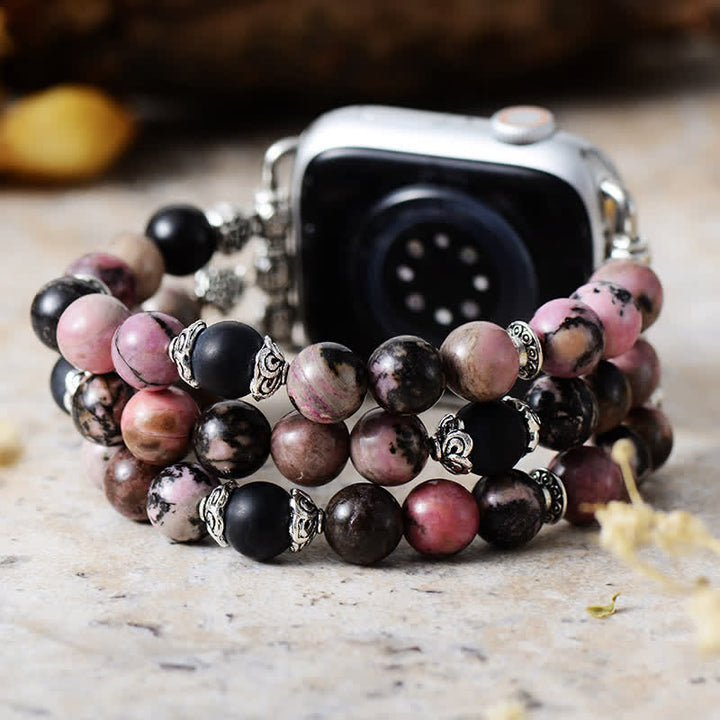 Olivenorma Rhodonite African Turquoise Beaded Apple Watch Strap - image 4