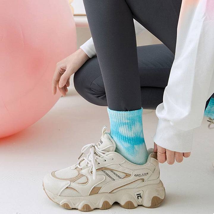 Olivenorma Tie-Dye Grip Workout Non-Slip Pilates Barre Training Socks with Breathable Cotton Stretch Fit Yoga Crew Socks - image 14