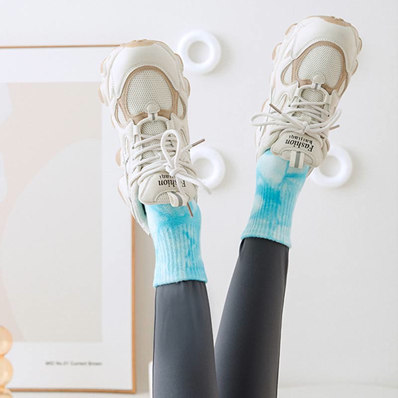Olivenorma Tie-Dye Grip Workout Non-Slip Pilates Barre Training Socks with Breathable Cotton Stretch Fit Yoga Crew Socks - image 15