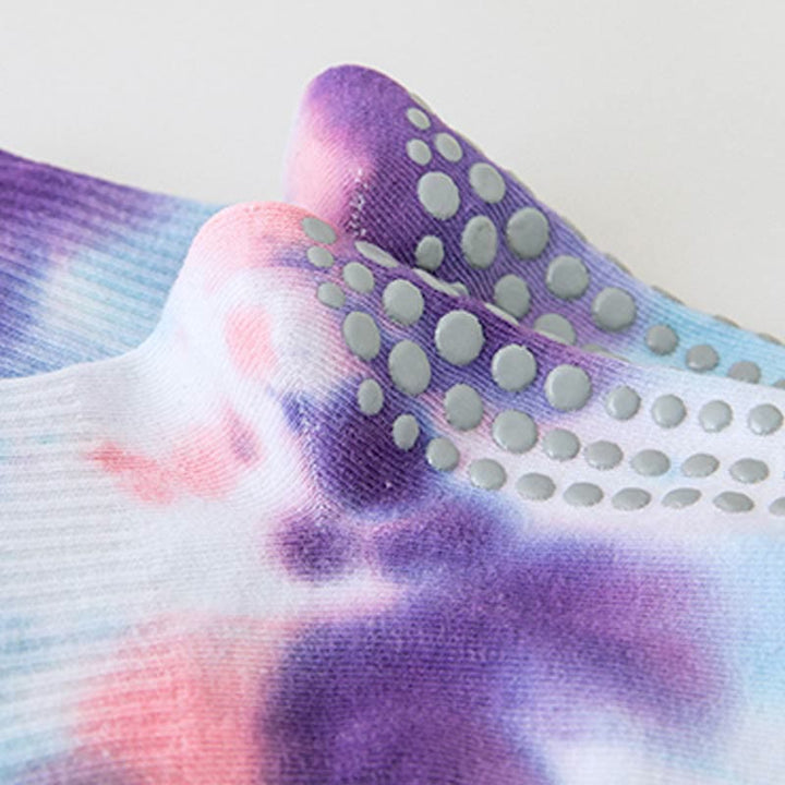 Olivenorma Tie-Dye Grip Workout Non-Slip Pilates Barre Training Socks with Breathable Cotton Stretch Fit Yoga Crew Socks - image 7
