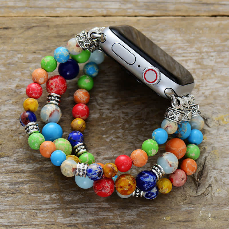 Olivenorma Chakra Emperor Stone Beaded Apple Watch Strap - image 1