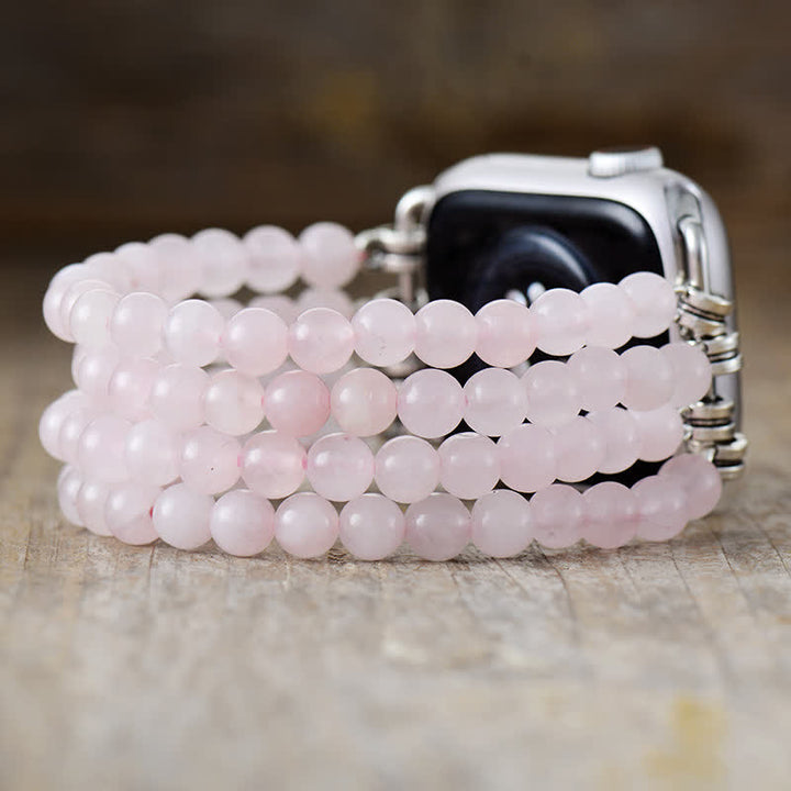 Olivenorma Rose Quartz Beaded Apple Watch Strap - Rose Quartz - Watch Dial Size:42-45mm - Large - image 0