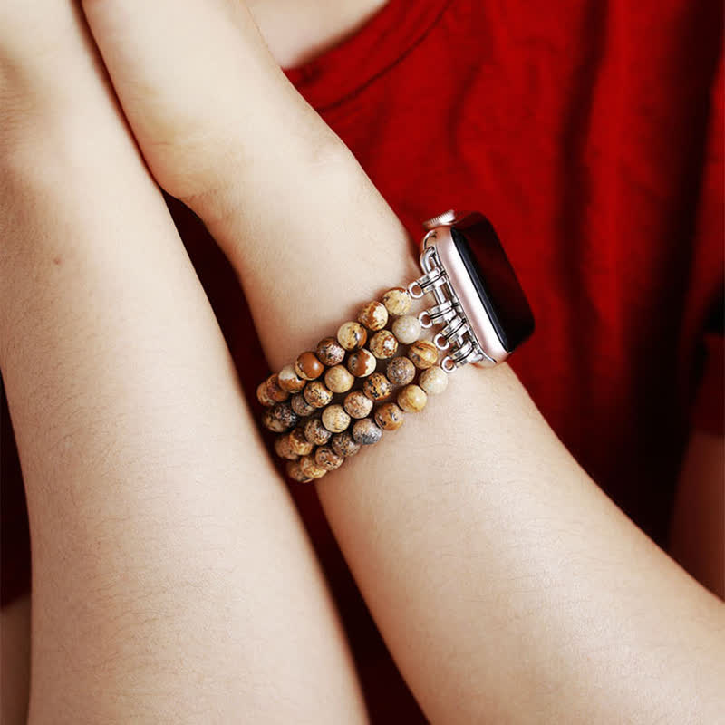 Olivenorma Rose Quartz Beaded Apple Watch Strap - image 4