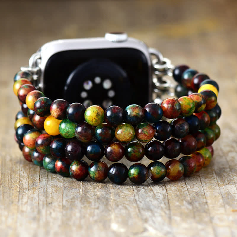 Olivenorma Rose Quartz Beaded Apple Watch Strap - Ammolite - Watch Dial Size:42-45mm - Large - image 6