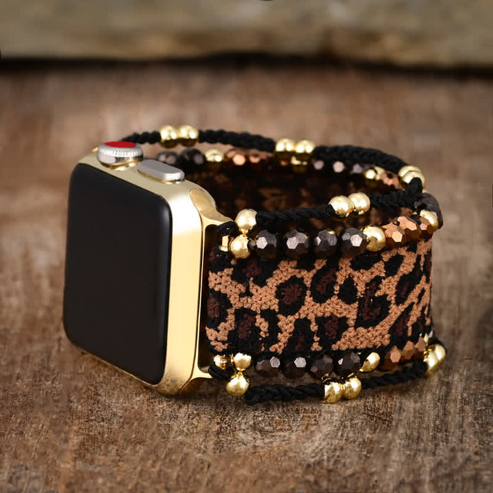 Olivenorma Leopard Elastic Braid Apple Watch Strap - Watch Dial Size:42-45mm - Large: Approx 14cm-suitable for wrists of 5.75-6.5 inches - image 0
