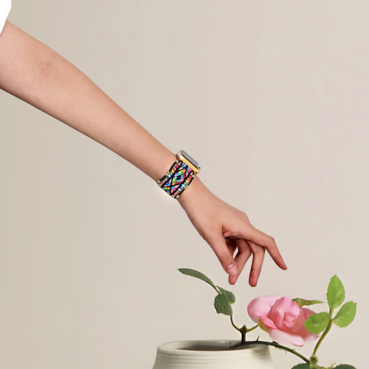 Olivenorma Bohemian Style Colorful Elastic Braided Apple Watch Strap - image 1