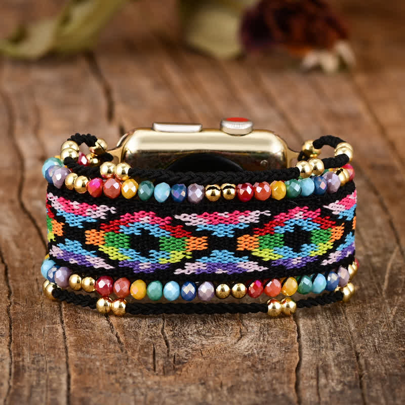 Olivenorma Bohemian Style Colorful Elastic Braided Apple Watch Strap - image 2