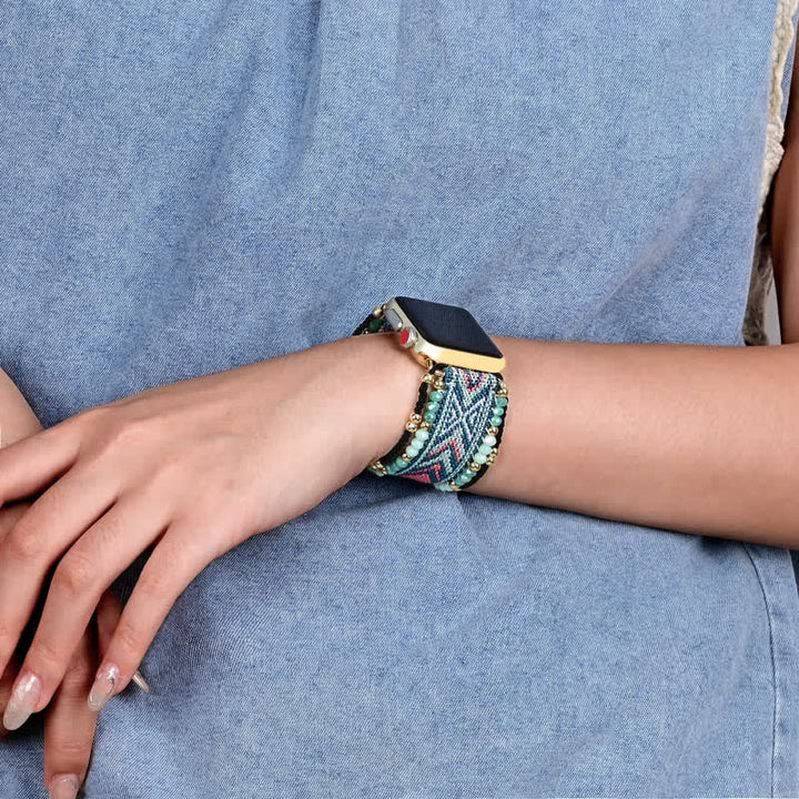 Olivenorma Mint Green Elastic Braid Apple Watch Strap - image 1
