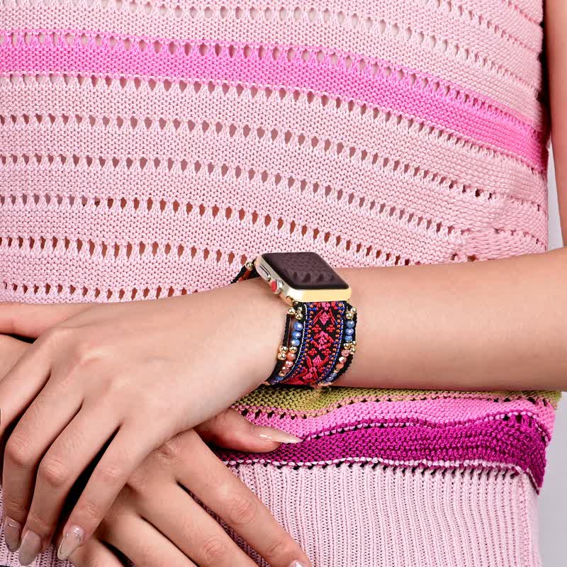 Olivenorma Rose Red Elastic Braided Strap Apple Watch Strap - image 1
