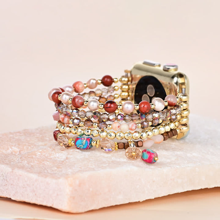 Olivenorma Rhodonite Natural Stone Beads Apple Watch Strap - image 4