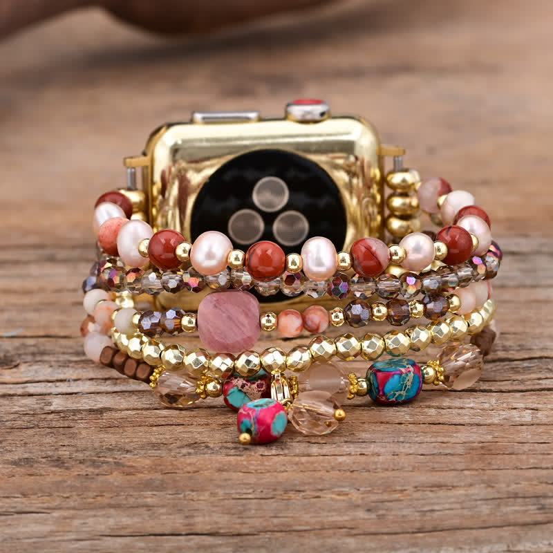 Olivenorma Rhodonite Natural Stone Beads Apple Watch Strap - image 3