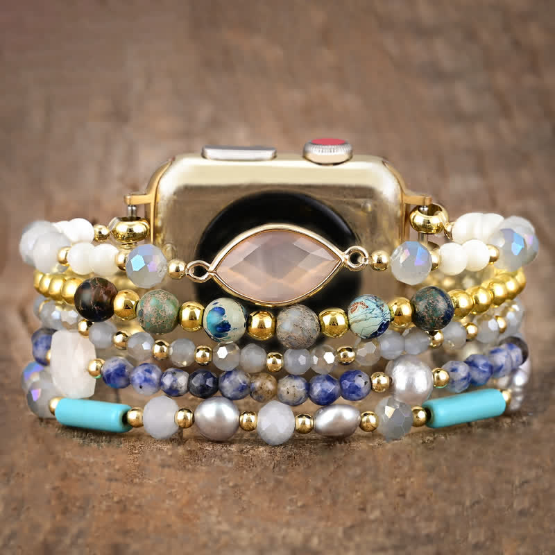 Olivenorma White Agate Natural Stone Beads Apple Watch Strap - image 3