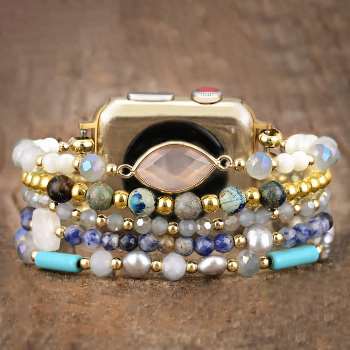 Olivenorma White Agate Natural Stone Beads Apple Watch Strap - image 3