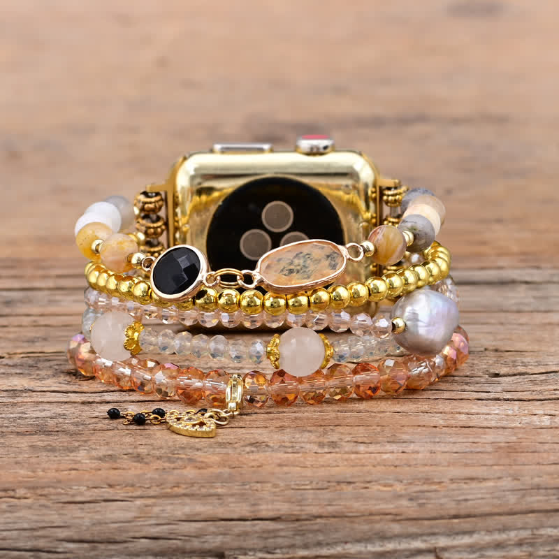Olivenorma Obsidian Citrine Natural Stone Beads Apple Watch Strap - image 2