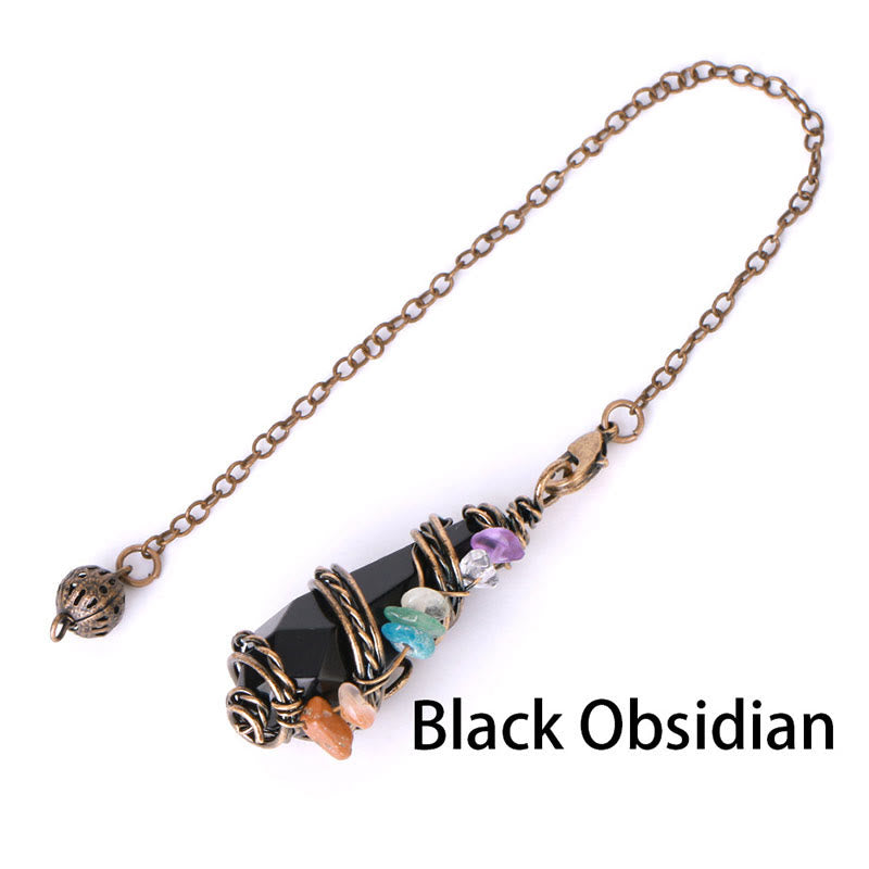 Olivenorma Bronze Natural Gemstone Dowsing Divination Pendulum - Black Obsidian - image 9