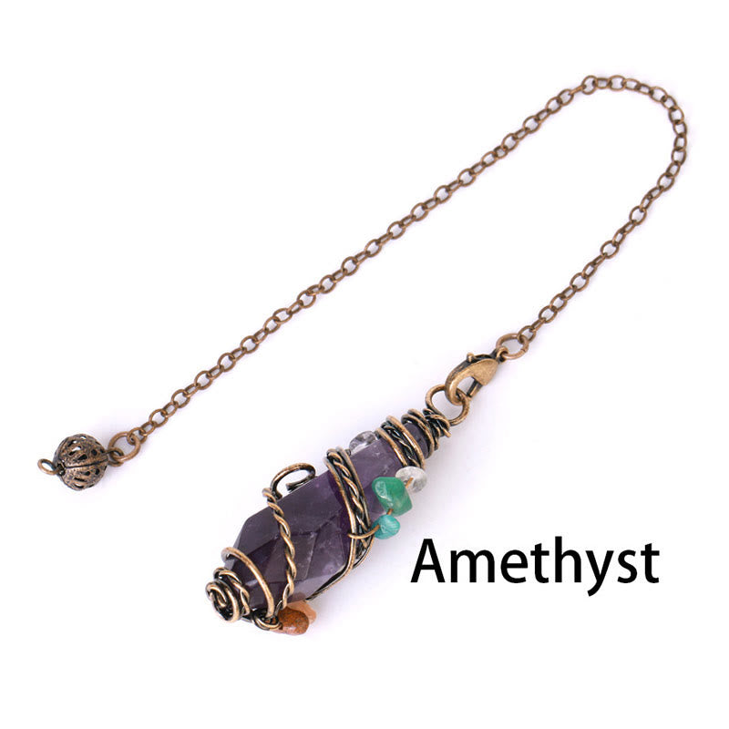 Olivenorma Bronze Natural Gemstone Dowsing Divination Pendulum - Amethyst - image 1