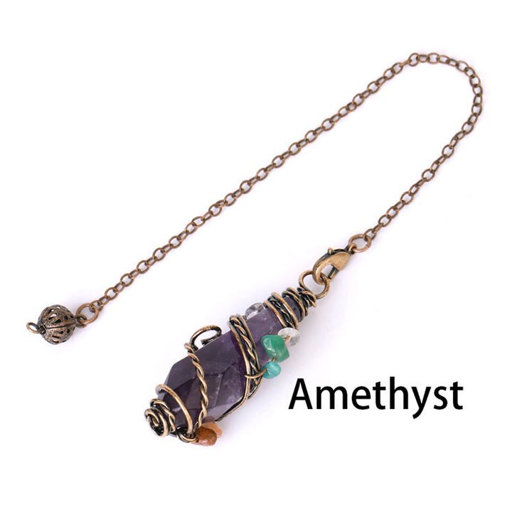 Olivenorma Bronze Natural Gemstone Dowsing Divination Pendulum - Amethyst - image 1