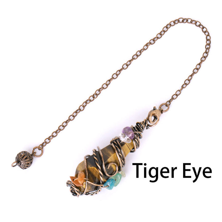 Olivenorma Bronze Natural Gemstone Dowsing Divination Pendulum - Tiger Eye - image 3