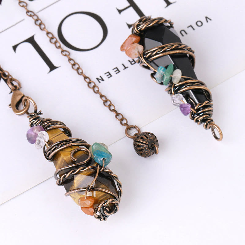 Olivenorma Bronze Natural Gemstone Dowsing Divination Pendulum - image 17