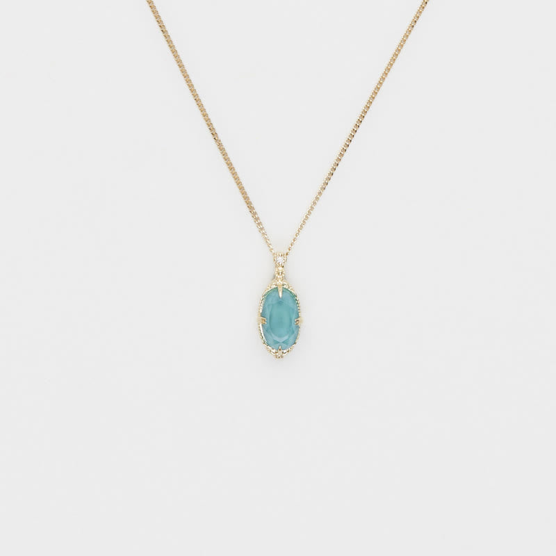 Olivenorma Vintage Aquamarine 925 Silver Ring Necklace - image 1